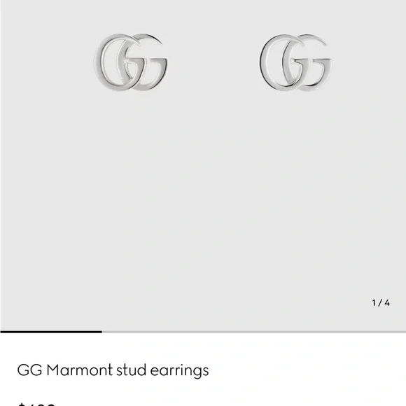 Gucci Silver Iconic GG Marmont Stud Earrings - Picture 5 of 9